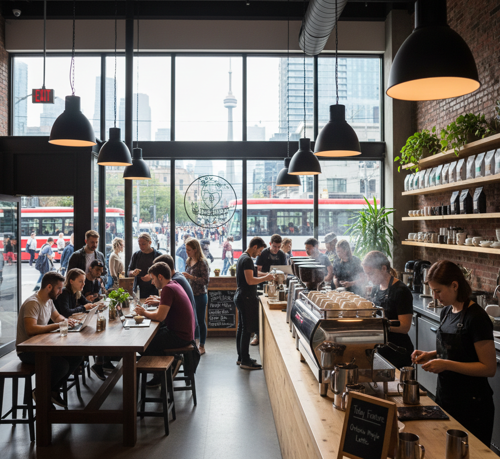Busy Specialty Coffee Shop in Downtown Toronto Logo